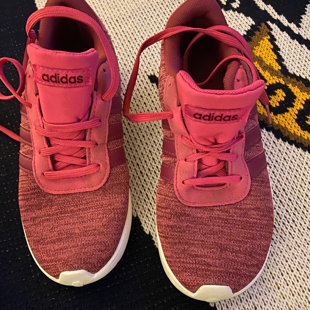 Adidas pink and white sneakers
